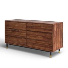 an image of a wooden dresser with metal legs