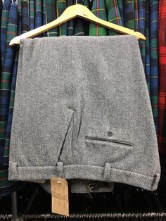 Gents Light grey Harris Tweed Plus 4's. New with tags. Made in Scotland Fitted Gray Tweed Jacket, Scottish Festival, Good Buddy, Harris Tweed, Poncho Liner, Mens Trousers, Beautiful Fabric, Cushion Covers, Tartan