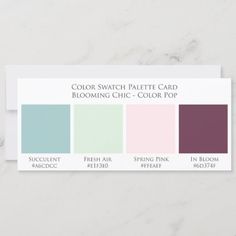 the color swatch palette card for blooming chic - color pop