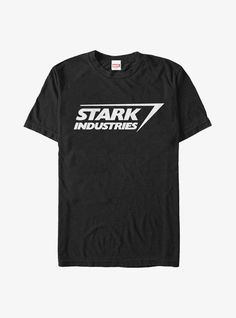 Lightweight 100% combed ring spun cottonWash cold; dry lowImportedListed in men's sizes Iron Man Stark, Stark Industries, Industry Logo, Man Black, Marvel Iron Man, Man Thing Marvel, Usa Print, Black Xs, Black Logo