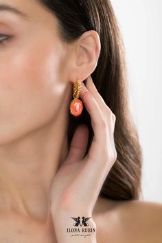 Orange Dangle Earrings Ultra Orange Crystal Earrings Orange - Etsy Exquisite Single Drop Earring, Gold Plated Teardrop Clip-on Jewelry, Exquisite Gemstone Drop Earrings, Gold Plated Clip-on Drop Earrings, Clip-on Drop Earrings, Handmade Clip-on Earrings For Wedding, Orange Clip-on Jewelry For Gift, Gold Plated Clip-on Jewelry Gift, Handmade Hoop Earrings For Formal Occasions