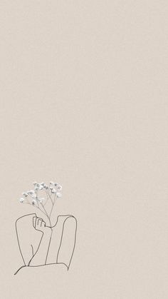 a drawing of a hand holding a bunch of flowers