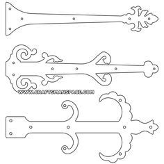 four decorative keys are shown in the shape of an ornate key, with swirly scrolls