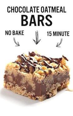 chocolate oatmeal bars with no bake and 15 minutes left to eat