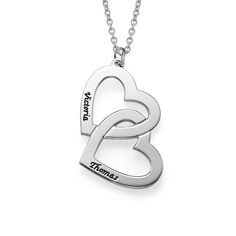 "Customized Jewelry Gift for Her: Custom Made Hearts Woman Necklace in Sterling Silver 925 with Engraving. The perfect Valentine's Day gift for women, girlfriend, mom, grandma, sister, best friend, or yourself. ★ INFO ABOUT THIS ITEM: Material: Sterling Silver 925 / 18K Gold Plated Sterling Silver 925 / 18K Rose Gold Plated Sterling Silver 925 / Gold Vermeil Plated Sterling Silver 925 Thickness: 0.7 mm / 0.03\" Measurements: 35.83 mm x 21.21mm / 1.41\" x 0.83\" Chain style: Cable Chain Chain len Custom Engraved Bracelet, Necklace Woman, Horseshoe Necklace, Hearts Necklace, Couple Necklaces, Infinity Necklace, Name Jewelry, Two Hearts, Engraved Necklace