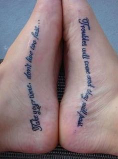 two people with tattoos on their feet that say, foot tattoo super cute idea dream me i pinterest foot tattoos