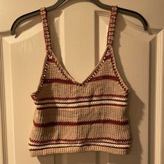 Ae Tank Top Nwt Small Casual Orange Crochet Top For The Beach, Orange Casual Cotton Crochet Top, Casual Orange Crochet Top For Beach, Casual Orange Cotton Crochet Top, Casual Orange Sleeveless Crochet Top, Orange Casual Crochet Top, Casual Brown Crochet Cotton Top, Casual Orange Crochet Top For Vacation, Casual Red Crochet Top