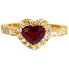 Ruby Love. GIL Certified 1.10Ct Natural Ruby Ring Report: STO201701169145 Heart cut Transparent, Red. 6 X 7.30 X 3.19mm Low Heat Standard Enhancement. Pigeon Blood Prime. .52ct. side round cut diamonds G-color vs-2 clarity. 14kt yellow gold. 5 Grams. Rings Size: 6.5 Measurement of top ring: .38 X .42 inch Depth: .23 inch can be resized, please inquire first. $11,000 Appraisal & Lab Report to accompany. Thick Silver Ring, Fancy Color Diamond Ring, Moonstone Engagement Ring Set, Edwardian Engagement Ring, Cushion Cut Diamond Ring, Natural Ruby Ring, Contemporary Engagement Rings, Colored Diamond Rings, Vintage Engagement Rings Unique