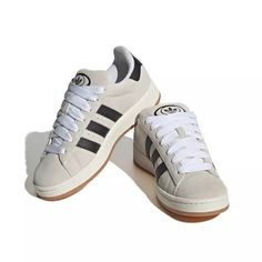 adidas Originals Campus 00s "Crystal White/Core Black/Off White" Unisex Shoe View 3 Campus 00s Shoes, 00s Shoes, Clean Suede, Campus Adidas, Skate Vibes, Adidas Campus 00s, Vans Toddler, How To Clean Suede, Vans Kids