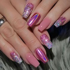 Valentine Nails, Pretty Nail Art Designs, Glamorous Nails, Diy Nail Designs, Nail Designs Glitter, New Year's Nails, Gel Nail Designs, Coffin Nails Designs