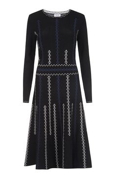 Berenson - Sweater Knit Jacquard Dress - Product Image Paneled Skirt, Jacquard Sweater, Blue Crew, Faux Leather Belts, Jacquard Dress, Crepe Dress, Fall Collections, Getting Cozy, Spring Collection