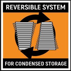 an orange and black sign that says reversible system for condensing storage