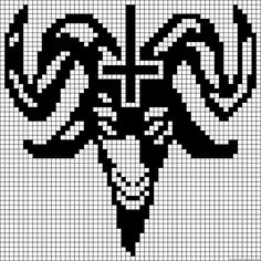 Baphomet Perler Beads, Skyrim Pixel Art, Pixel Art Creepy, Cross Pixel Art, Modele Pixel Art, Graph Paper Drawings, Easy Pixel Art, Pixel Art Templates, Pixel Crochet