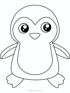 a penguin with big eyes coloring page