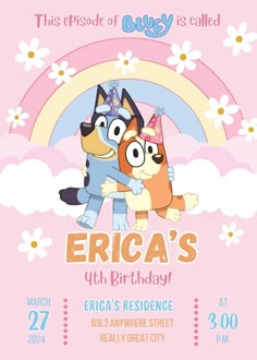 Girl Bluey Birthday Invitation Template Bluey Invitation Digital Bluey Girl Invite Template Bluey Girl Party Invite Bluey Invitations Template Free, Bluey Birthday Invitation Template Free, Bluey Birthday Party Girl, Bluey 3rd Birthday Party For Girl, Bluey Second Birthday Girl Theme, Bluey Invite Template