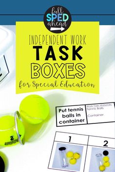 an image of a yellow task box with instructions on how to use it for special education