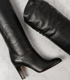 Eve leather over-the-knee boots in black - Chloe | Mytheresa 2024 List, Leather Over The Knee Boots, Chloe Boots, Chloe Brown, Mid Heel Boots, Brown Boots Women, Leather Knee Boots, Chloe Shoes, Round Toe Shoes