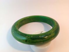 Bakelite Bangle Bracelet  Rich Asparagus Green  Genuine Authentic Bakelite 1930-1940s Gift for her Extremely Collectable Vintage Green Bangle For Wedding, Green Vintage Cuff Bracelet For Formal Occasions, Vintage Green Cuff Bracelet For Formal Occasions, Vintage Green Cuff Bracelet For Formal Events, Vintage Green Bangle Jewelry, Green Vintage Formal Cuff Bracelet, Retro Green Bangle Bracelets, Vintage Adjustable Green Bangle, Adjustable Green Vintage Bangle