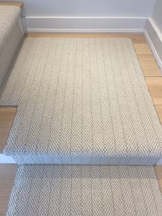 Modern Farmhouse DIY Stair Runners Sold By the Foot | Direct Carpet Herringbone Stair Runner, Landing Stairs, Carpet Treads, White Stairs