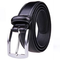 No ensemble is complete without the right belt. This Braveman Men's Classic Leather Dress Belt comes in a wide range of hard-to-find colors like navy or burgundy in sizes from 30-44 inches. We've made sure you have the right belt to coordinate with any outfit. This belt measures 1" wide and is made of high quality, genuine leather. It also features thoughtful details such as stitching and a soft, burnished detail at the edge. Genuine leather Dress belt 1" wide Wide color range Sizes 30-44 availa Black Belt For Workwear, Fitted Black Belt For Workwear, Formal Fitted Black Belt Buckle, Cincher Belt, Womens Leather Belt, Tactical Belt, Webbing Belt, Braided Belt, Find Color