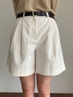 Tailored linen cotton blend shorts with zip and button closure and belt loops. Classic comfortable fit. Pockets and two pin tuck details at waistband. Model is in MINUSEY S. ✔️ Free worldwide express shipping over $100✔️ Loved by 6,500+ customers✔️ Limited edition collections, maximum style⠀⠀⠀⠀⠀⠀⠀⠀⠀Stay ahead of the trend with can’t-find-anywhere-else staples. Your closet will thank you 💕* MINUSEY S = EU 34, US 2* MINUSEY M = EU 36, US 4* 58% Linen / 42% Cotton* Dry clean* Made in Korea - Model Height: 172cm/5'7" (US 2, EU 34) Belted Linen Shorts For Summer, Linen Relaxed Fit Shorts With Belt Loops, Relaxed Fit Linen Shorts With Belt Loops, Chic Belted Cotton Shorts, Belted Cotton Shorts, High-waisted Linen Shorts With Belt Loops, Casual Linen Belted Bottoms, Pin Tucks, The Trend