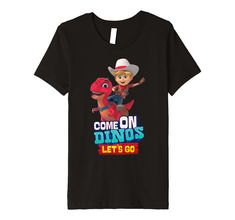 PRICES MAY VARY. Officially licensed Dino Ranch apparel Soft and high quality clothing for any Dino Ranch fan This premium t-shirt is made of lightweight fine jersey fabric Fit: Men’s fit runs small, size up for a looser fit. Women’s fit is true to size, order usual size. Dino Shirts Vinyl, Dinosaur Tshirt, Branded T Shirts, Quality Clothing, Jersey Fabric, Kids Tshirts, Top Styles, Fashion Branding, Loose Fitting