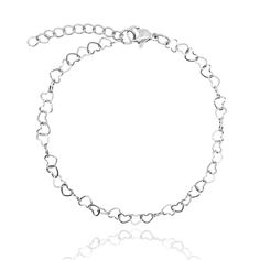 This romantic bracelet features hearts linked together in a beautiful minimalist design. Created to elegantly lay across you wrist, its striking edgy design will draw attention and complete your look in a spectacular fashion way. More Details:- Carefully Handmade- 316L Stainless Steel- Length: 18 cm + 4 cm ext. - Thickness: 4 mm- Metal Color: Silver, 18k Gold Romantic Bracelet, Trendy Stud Earrings, Artistic Earrings, Edgy Design, Safety Pin Earrings, Gold Hearts, Link Chain Bracelet, Heart Chain, Silver Chain Bracelet