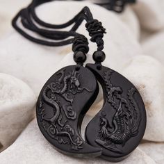 Obsidian Ying Yang Couple Matching Necklaces Ying Yang Couple, Couple Matching Necklaces, Tiger Yin Yang, Ying Yang Necklace, Brass Jewellery Handmade, Black Obsidian Crystal, Yin Yang Necklace, Obsidian Crystal, Friend Necklaces