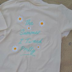 The Summer I Turned Pretty Merch  Summer T shirt for the girls watching the show.  Cotton T shirt  Cream Color  Available in S, M, L, XL Item Overview * Handmade item * Made to order * Only ships within United States.  CARE INSTRUCTIONS  * Wash inside out * Cold Water * Do not bleach * Do not iron directly on the design * Do not dry clean If you have anything to ask or add, feel free to send me a quick message. I will try my best to meet your demands. Thank you for shopping with us! Team Belly, Team Jeremiah, Team Conrad, Girl Shirts, The Summer I Turned Pretty, Girls Watches, Summer Tshirts, Shirts For Girls, Cream Color