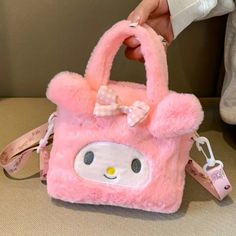 New Boutique Sanrio My Melody Pastel Pink Fluffy Bow Bunny Crossbody Bag Purse Sanrio My Melody, Plush Backpack, Hello Kitty Plush, Shoulder Backpack, My Melody, Bago, Cute Pink, Pink Bag, Pastel Pink