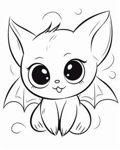 a cute little cat with big eyes sitting on the floor coloring pages, coloring books for kids