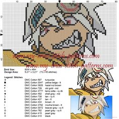 the cross stitch pattern for an anime character from dragon quest, which has been designed by me