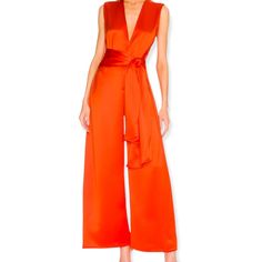 Nwt Nonchalant Jana Orange Jumpsuit. Made In Usa. Hidden Front Zipper. Attached Waist Belt With Tie Closure. Sheen Satin Fabric. Can Be Worn Two Ways. Revolve. Wide Leg. Chic Silk Pantsuit For Party, Elegant Silk V-neck Jumpsuits And Rompers, Elegant Silk V-neck Jumpsuit, Fitted Silk Jumpsuits And Rompers For Spring, Spring Silk Fitted Jumpsuits And Rompers, Silk Jumpsuits And Rompers For Summer Evenings, Silk Jumpsuits And Rompers For Formal Occasions, Spring Formal Silk Jumpsuits And Rompers, Silk Jumpsuits And Rompers For Summer