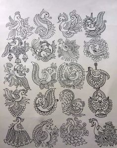 some black and white designs on a piece of paper that has been drawn by someone