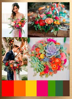 a collage of photos with different colors and flowers