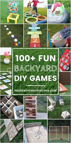 a collage of different games and activities for kids to play in the grass with