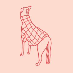 a drawing of a dog wrapped in a blanket with its head on a stool looking up