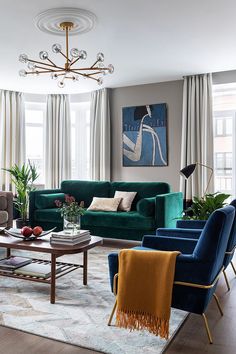 a living room filled with furniture and decor