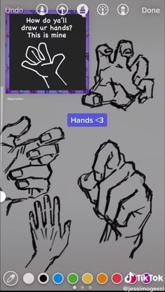 the hands are drawn in different ways to describe what they are doing and how do you draw