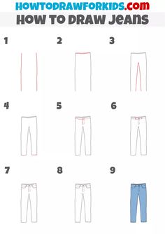 how to draw jeans for kids with step by step instructions on how to draw jeans