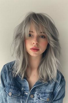 Hairstyles For Silver Hair, Hiding Gray Hair, Gray Bangs, Hair Slugging, Gray Hair Natural, Silver Hairstyles, Platinum Pixie Cut, Long Silver Hair