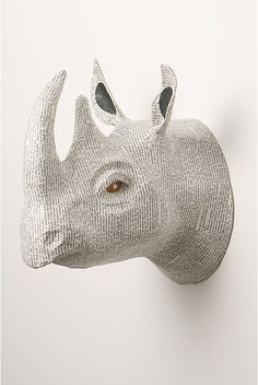 the rhino head is made out of knit