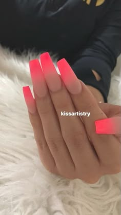 Nail Coffin, Ombre Nail Art, Ombre Nail, Nail Art Ombre, Long Acrylic Nails Coffin, Acrylic Nails Coffin Short, Summer Acrylic Nails, Neon Nails