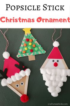 popsicle stick christmas ornament craft for kids to make with the santa clause