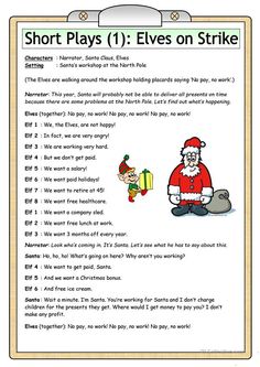 worksheet for short plays 1 elves on strike with santa claus and elfs