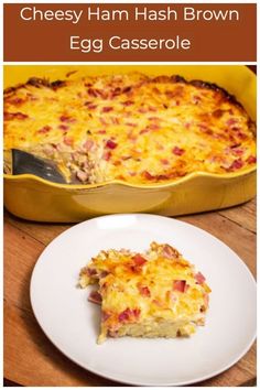 cheesey ham hash brown egg casserole on a plate