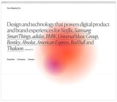 an orange and red background with the words design and technology that power digital product and brand experiences for netflix, samsung,