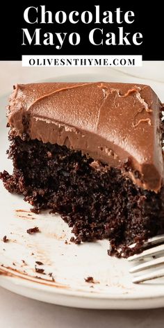 Chocolate mayonnaise cake is a moist and fudgy chocolate cake made with mayonnaise. This old fashioned chocolate mayo cake is quick and easy to make using a mixing bowl and a whisk. Top this cake with a light and fluffy chocolate frosting for a simple, but wonderfully decadent chocolate cake.