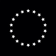 white stars arranged in a circle on a black background