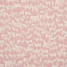 a pink and white wallpaper with deers in the middle, on a light pink background